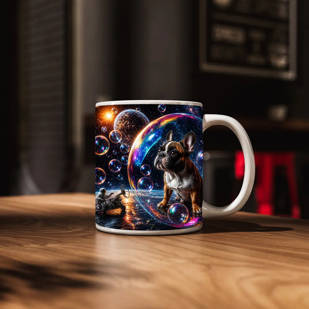 French Bulldog Astronaut Space Bubbles Galaxy – Mugs