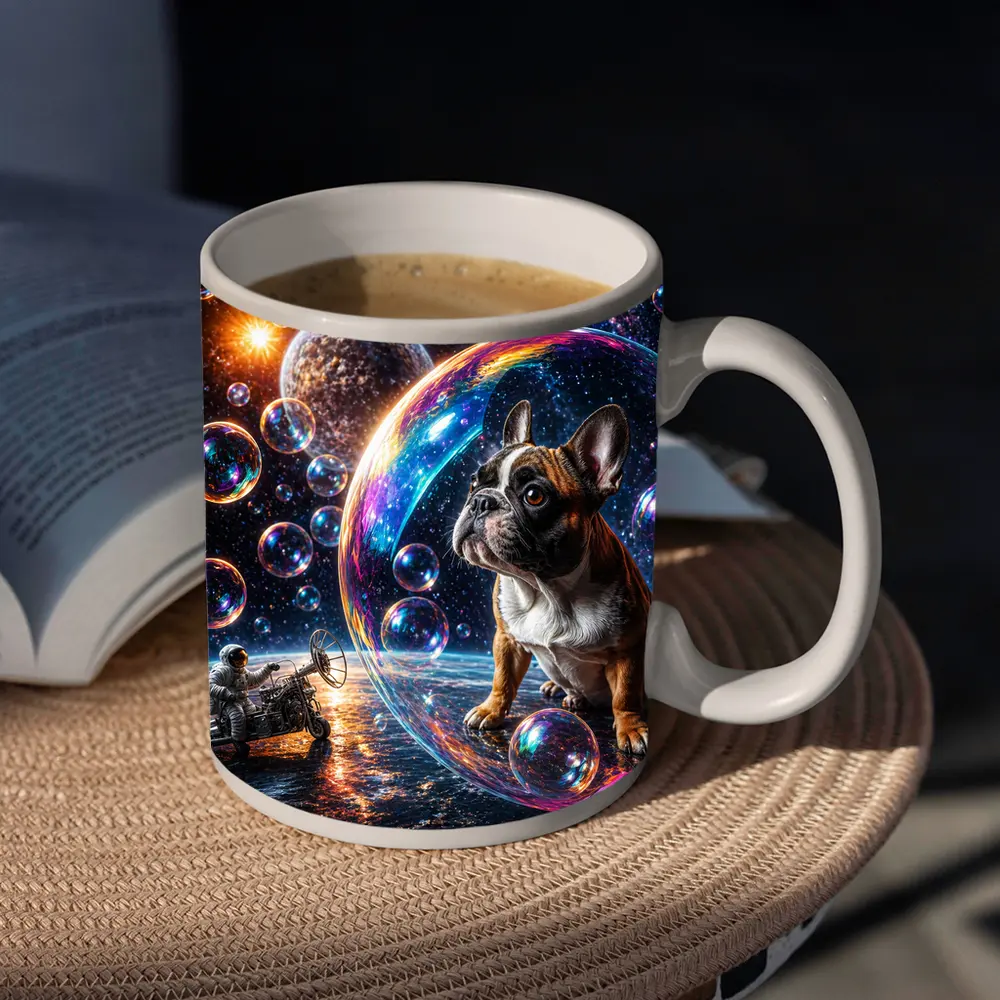 French Bulldog Astronaut Space Bubbles Galaxy – Mugs