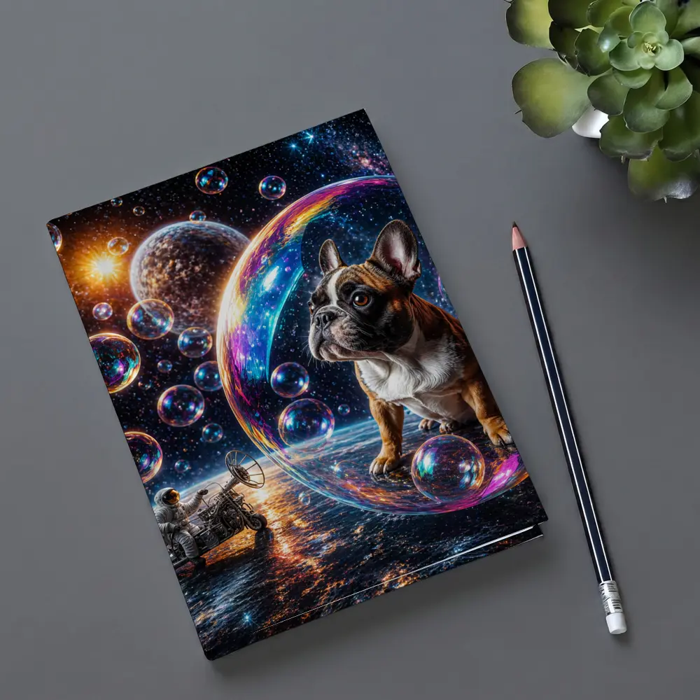 French Bulldog Astronaut Space Bubbles Galaxy – Notebooks