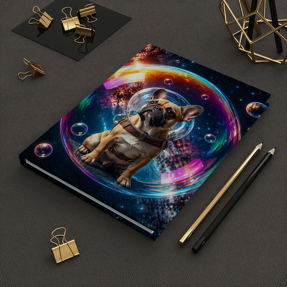 French Bulldog Astronaut Floating in Space Bubble – Notebooks