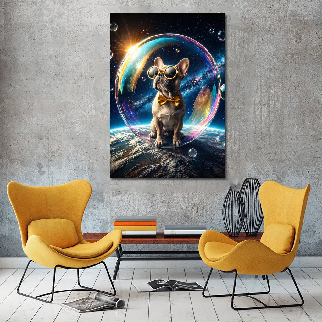 French Bulldog Space Galaxy Soap Bubble – Wall Art