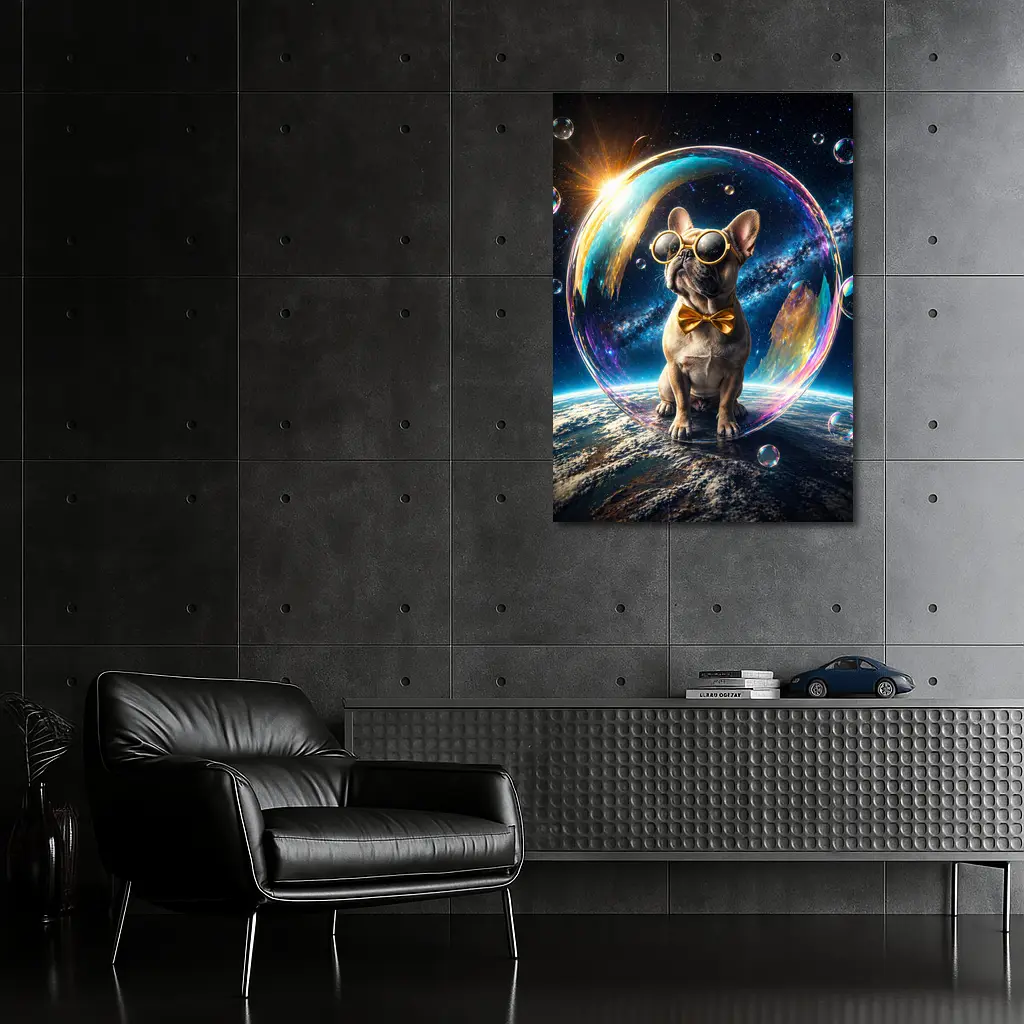 French Bulldog Space Galaxy Soap Bubble – Wall Art