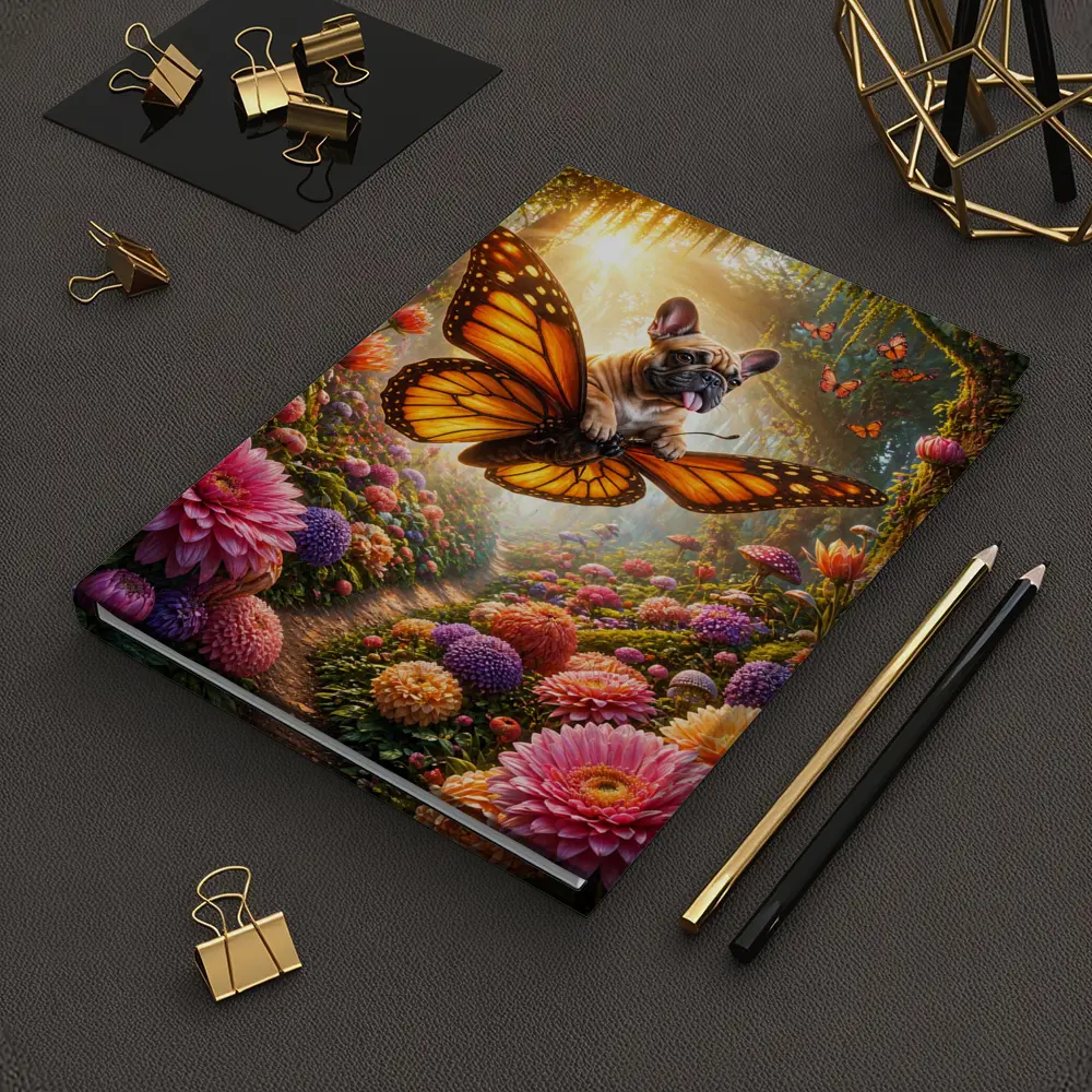 French Bulldog Butterfly Flying Magical Flower Garden – Notebooks