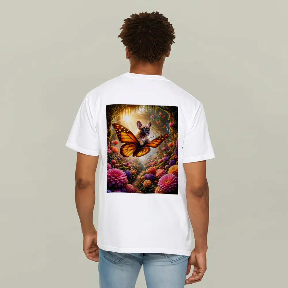 French Bulldog Butterfly Flying Magical Flower Garden – T-Shirts