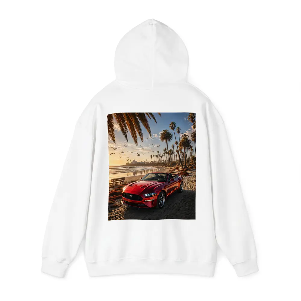 Ford Mustang Convertible Red Beach Sunset – Hoodies
