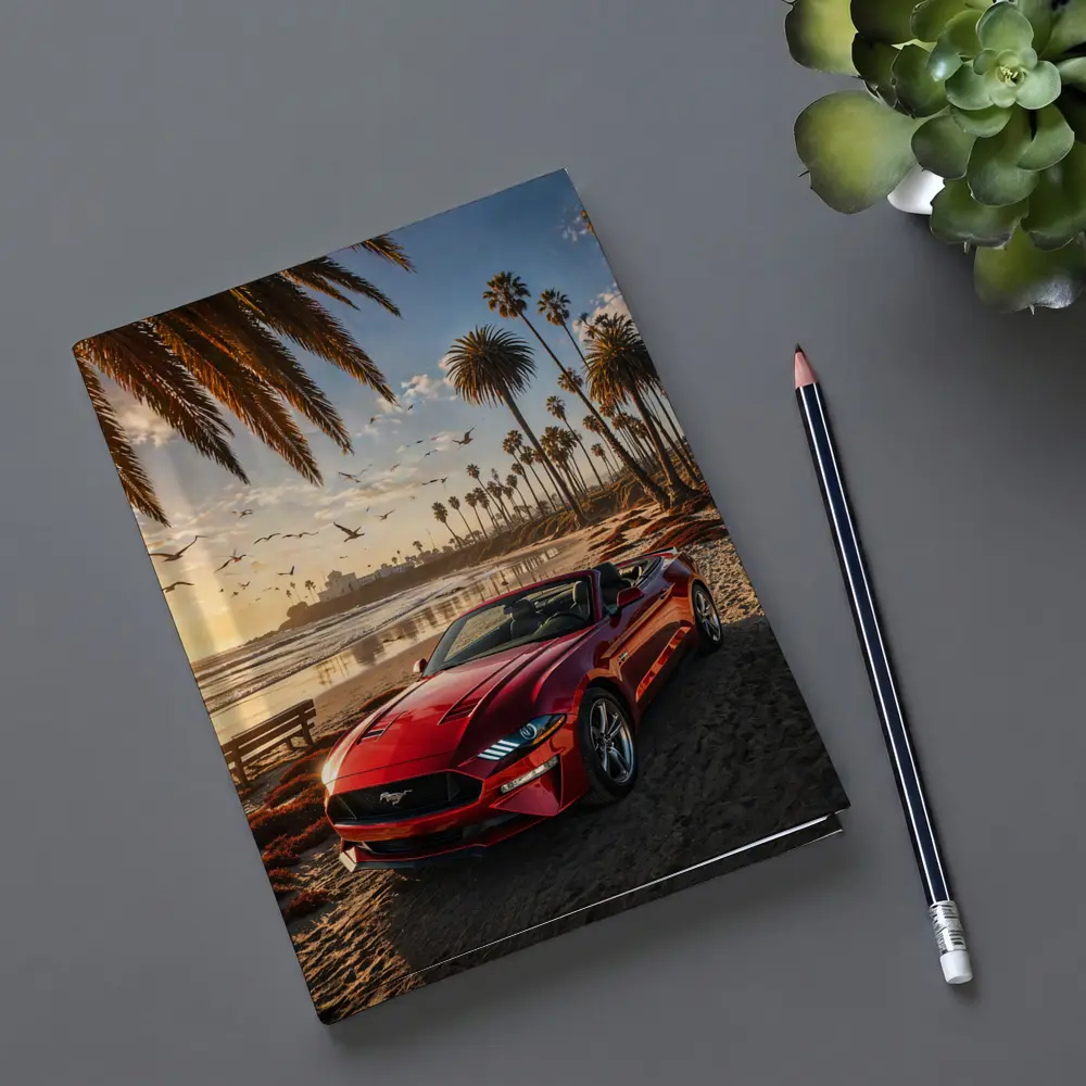 Ford Mustang Convertible Red Beach Sunset – Notebooks
