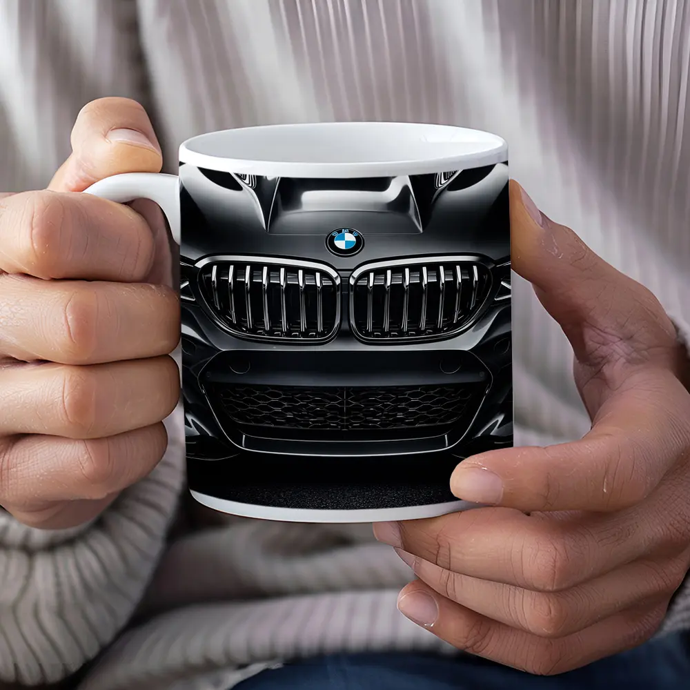 BMW X Dark Front View Close Up – Mugs