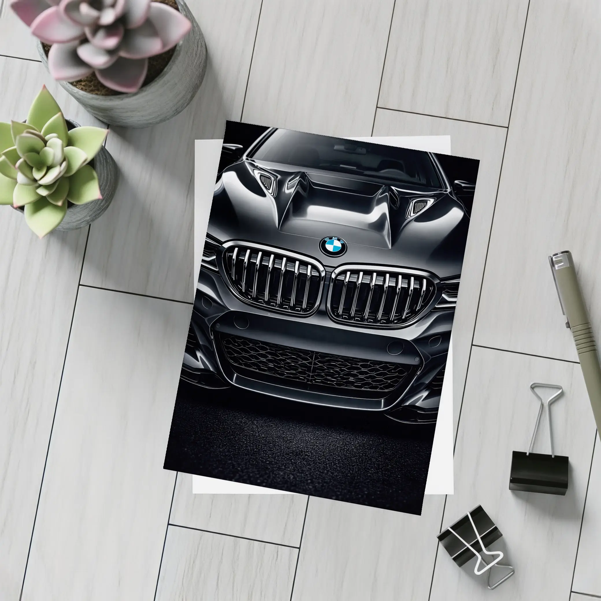 BMW X Dark Front View Close Up – Postcards