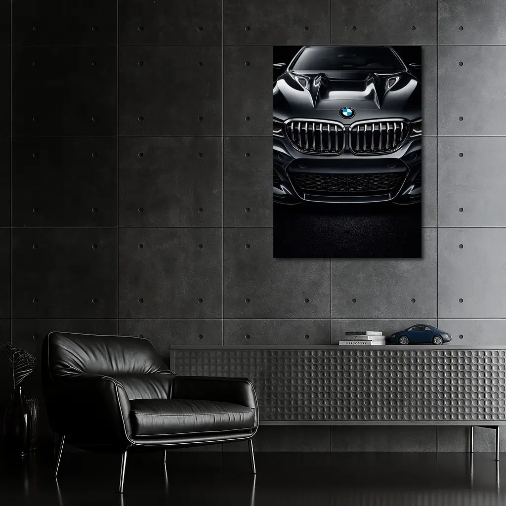 BMW X Dark Front View Close Up – Wall Art