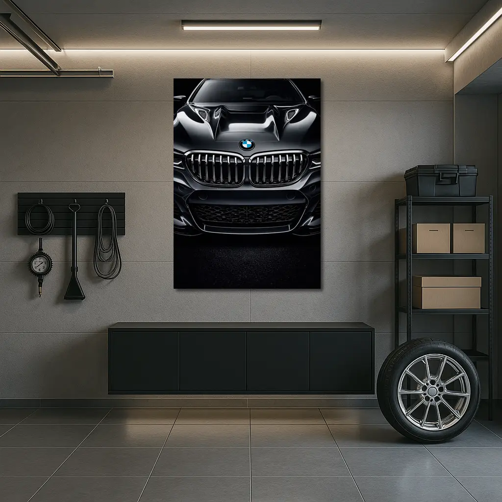 BMW X Dark Front View Close Up – Wall Art