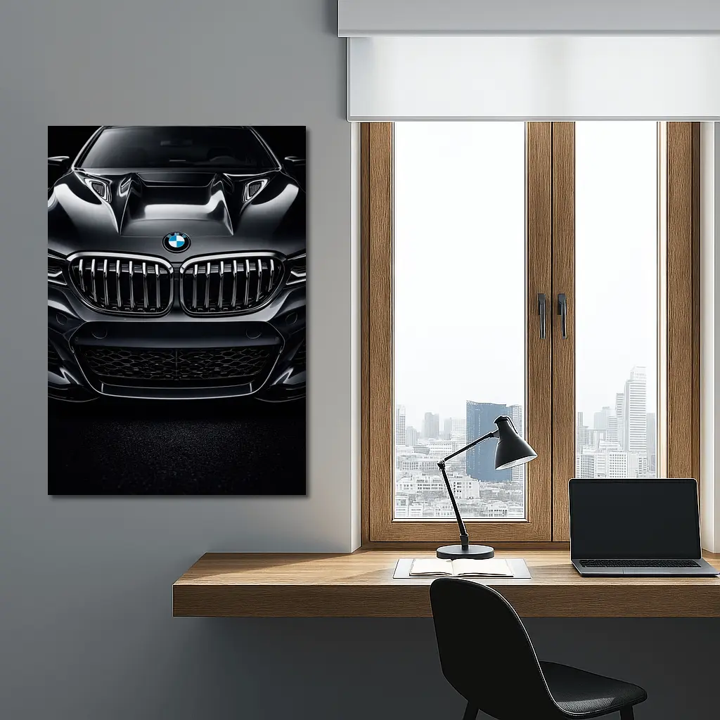 BMW X Dark Front View Close Up – Wall Art