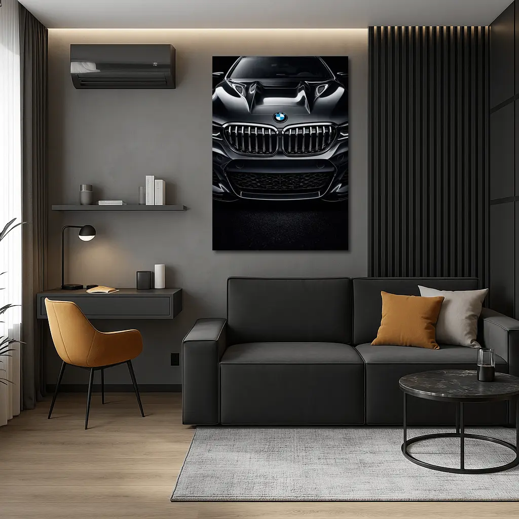 BMW X Dark Front View Close Up – Wall Art
