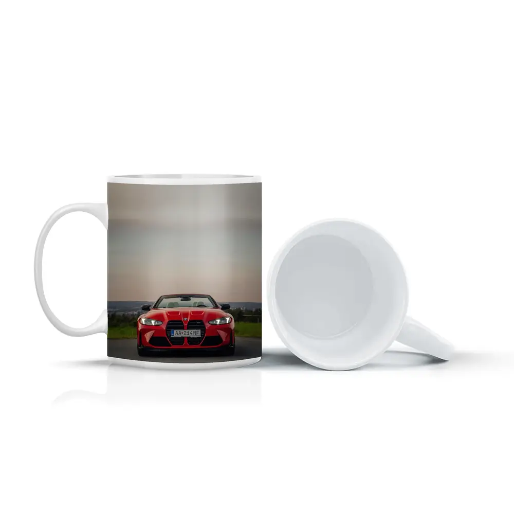 BMW M4 Competition Red Convertible Overcast Sky – Mugs