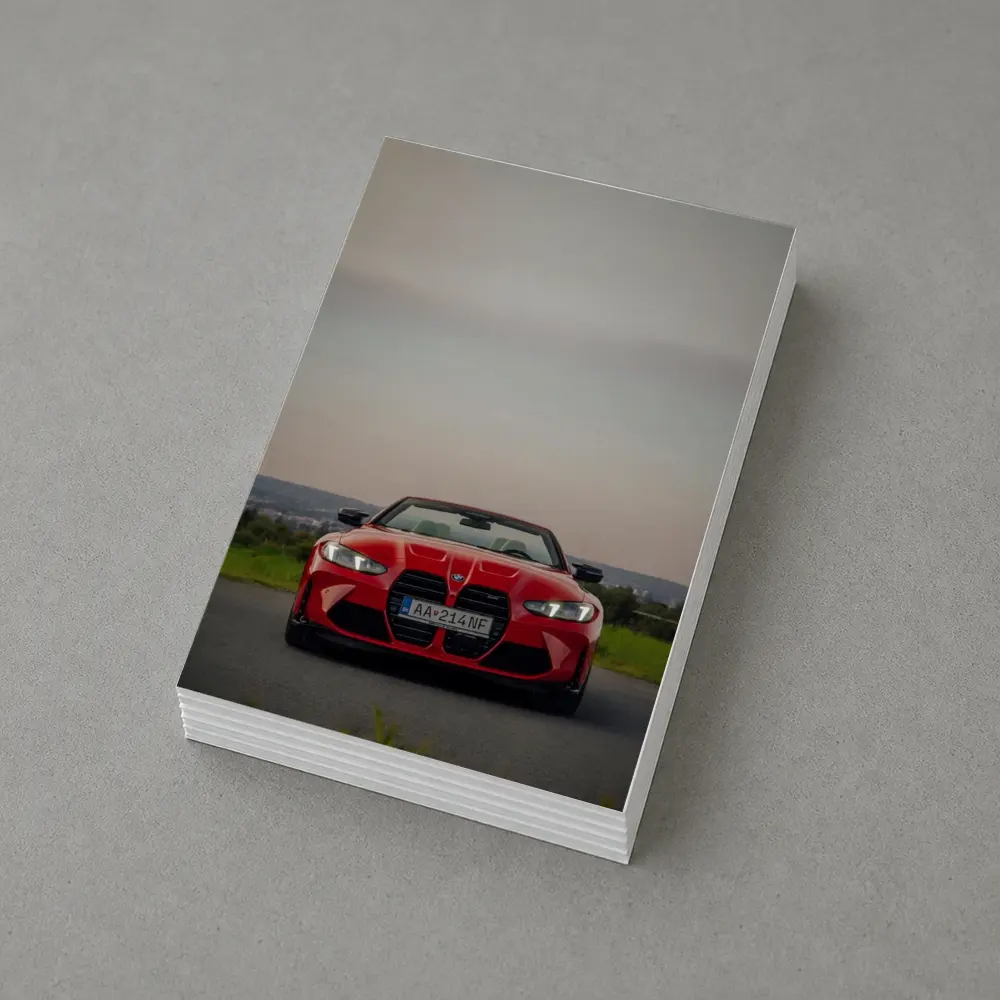 BMW M4 Competition Red Convertible Overcast Sky – Postcards