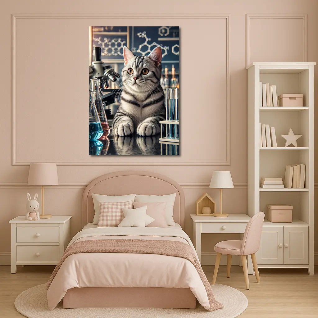 American Shorthair Cat In Science Laboratory – Wall Art