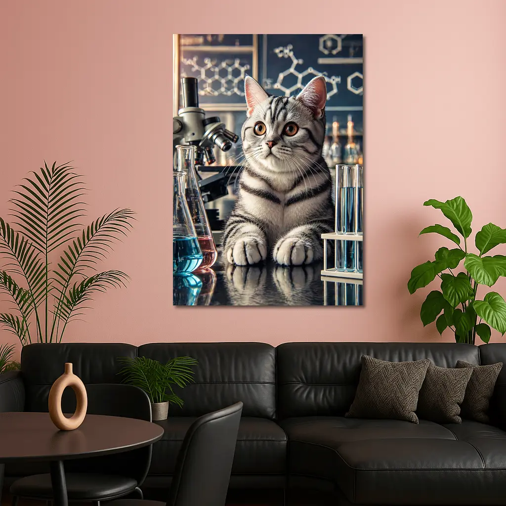 American Shorthair Cat In Science Laboratory – Wall Art