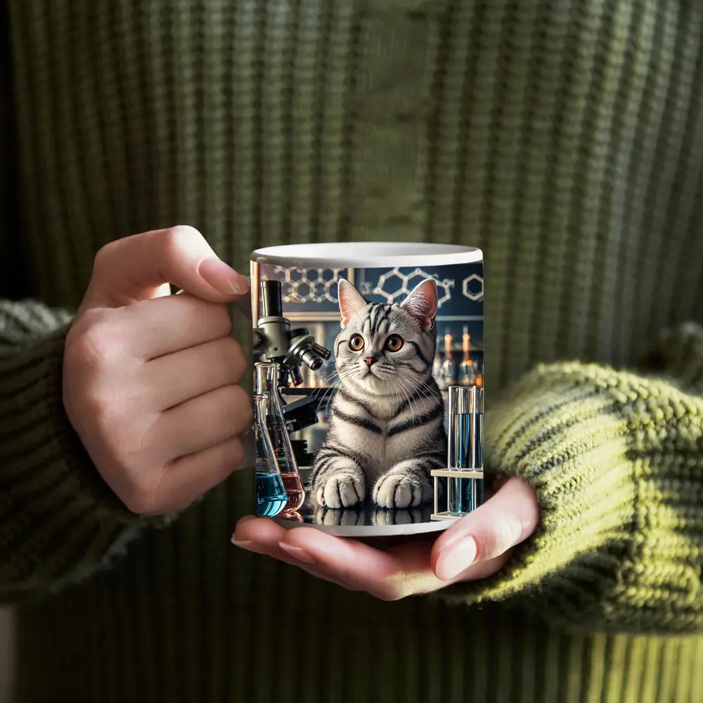 American Shorthair Cat In Science Laboratory – Mugs