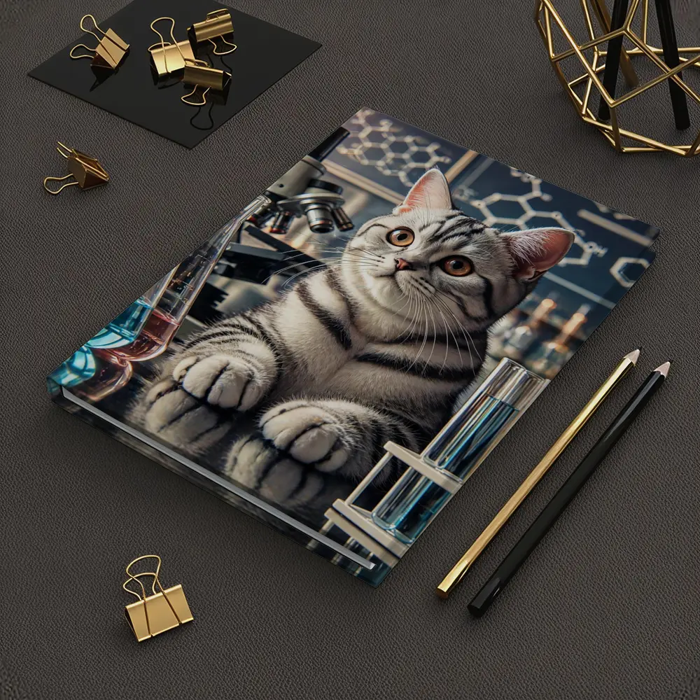 American Shorthair Cat In Science Laboratory – Notebooks