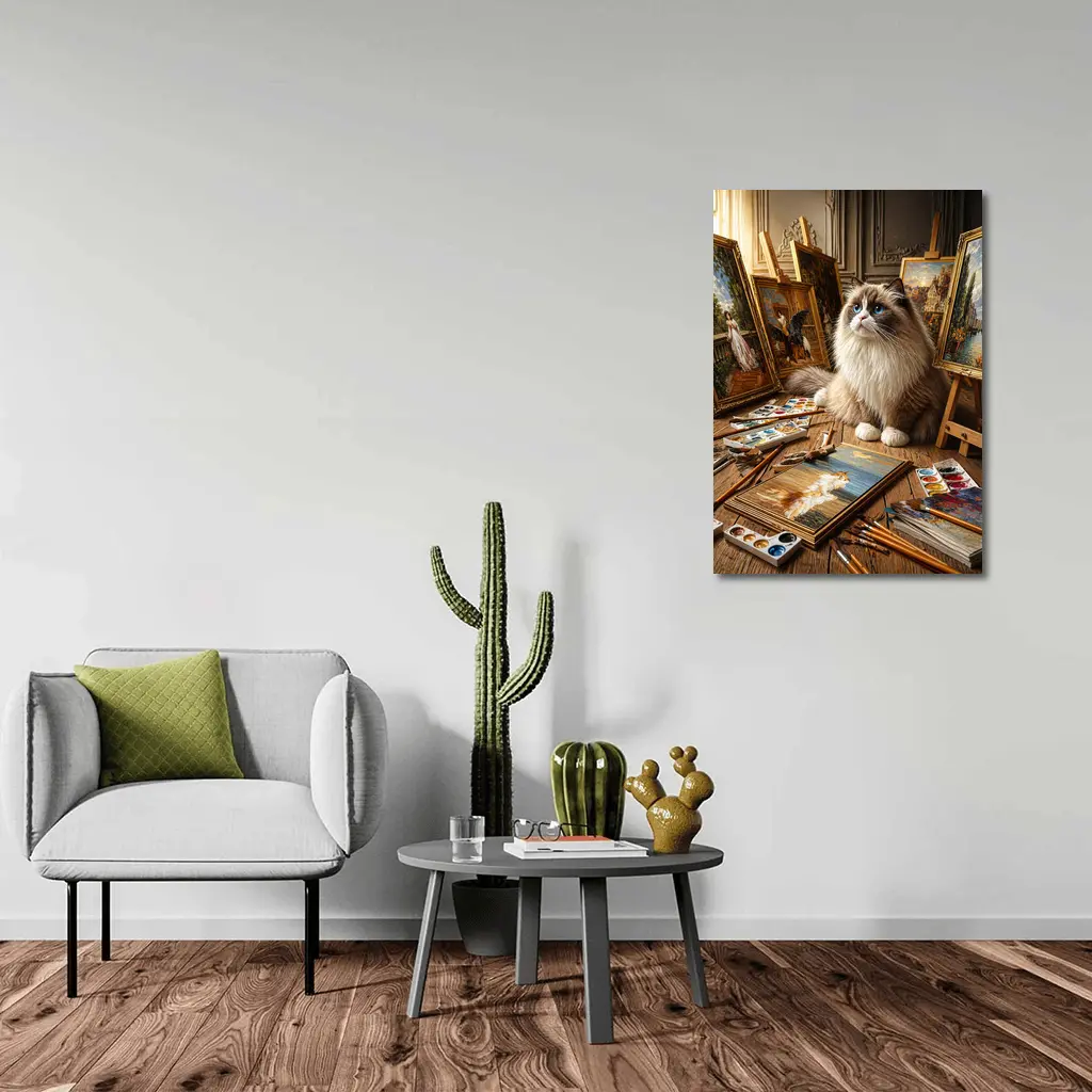 Ragdoll Cat Artist Studio Paintings Blue Eyes – Wall Art