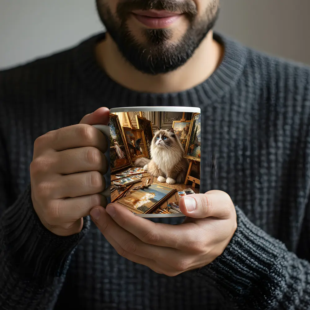 Ragdoll Cat Artist Studio Paintings Blue Eyes – Mugs