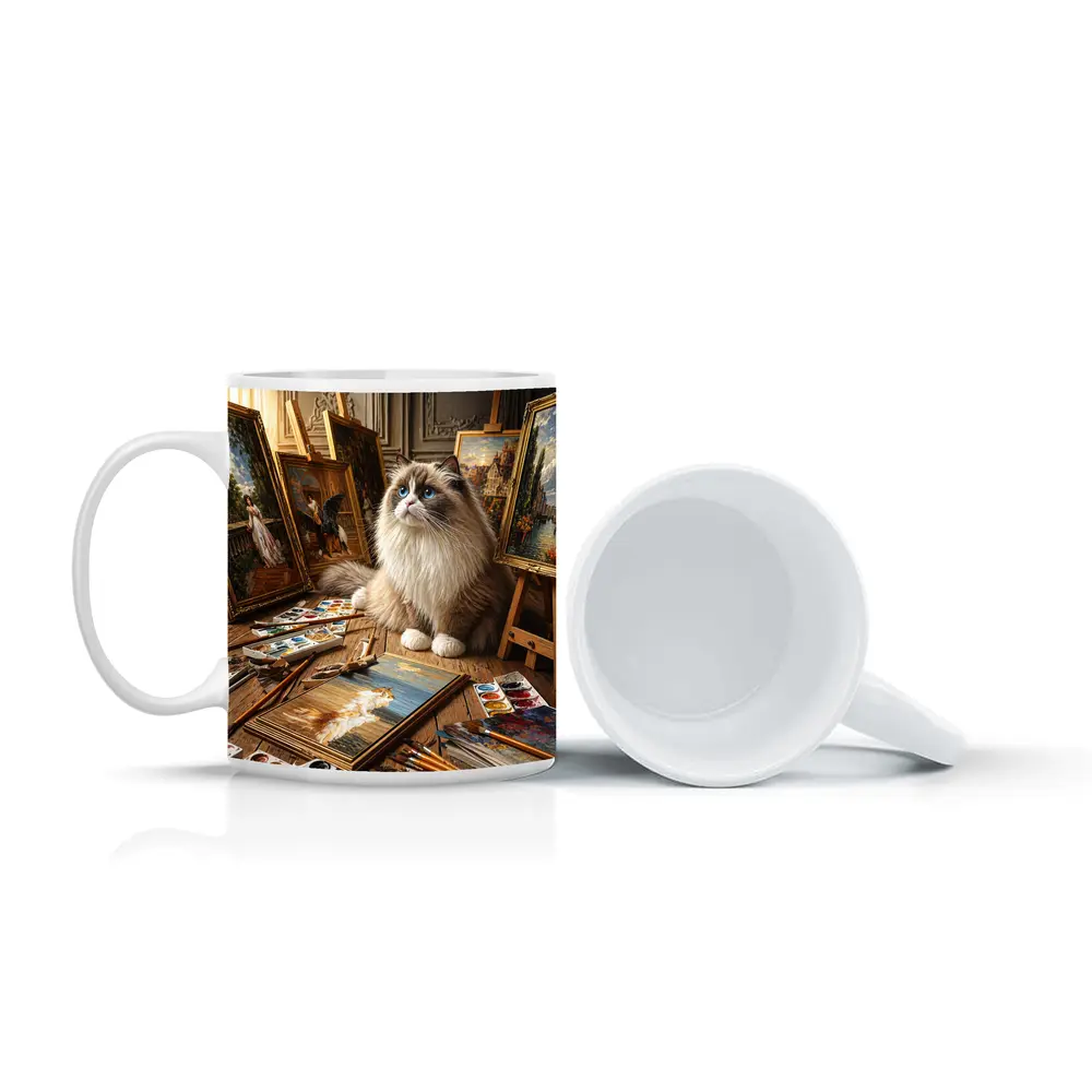 Ragdoll Cat Artist Studio Paintings Blue Eyes – Mugs