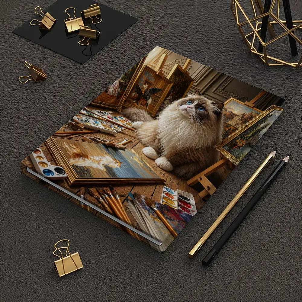 Ragdoll Cat Artist Studio Paintings Blue Eyes – Notebooks