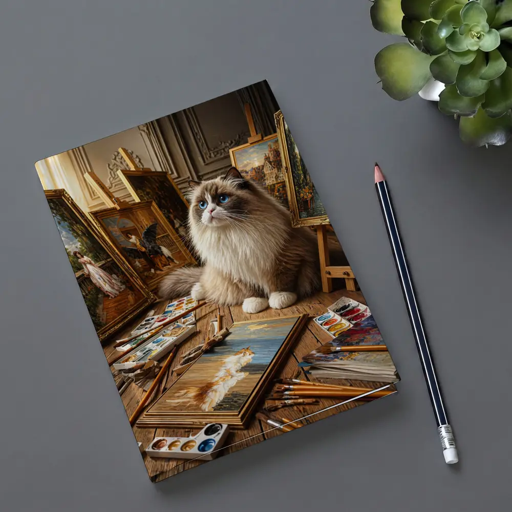 Ragdoll Cat Artist Studio Paintings Blue Eyes – Notebooks