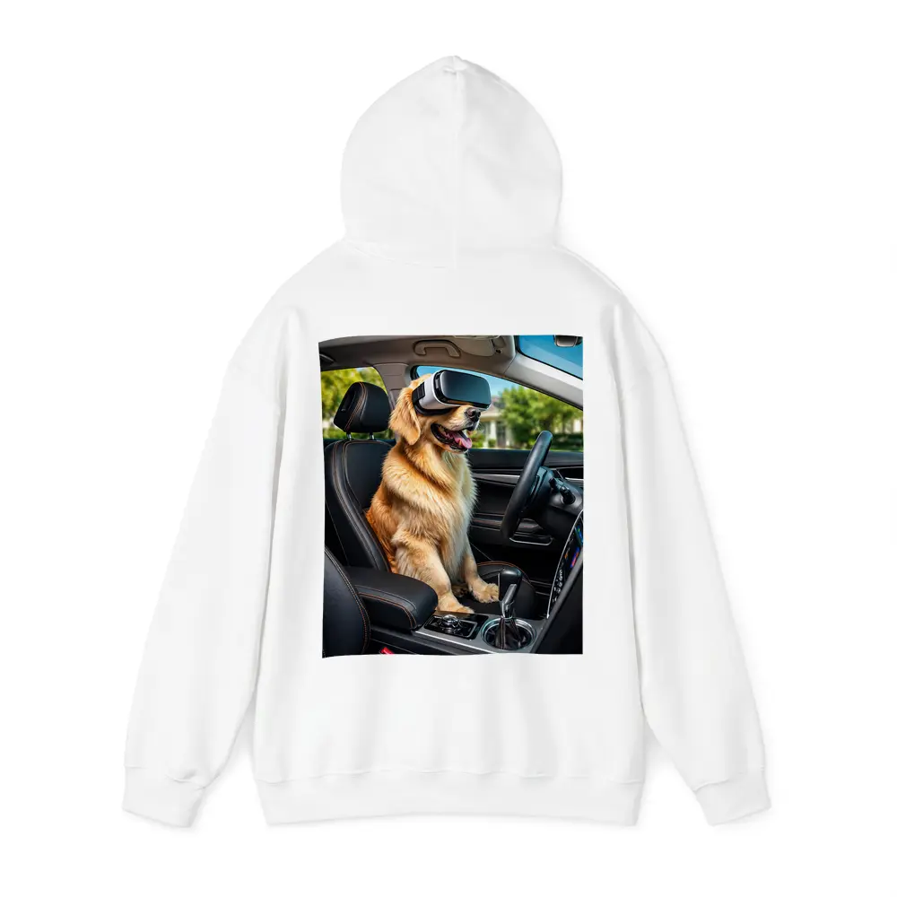 Golden Retriever Wearing VR Headset In Car – Hoodies
