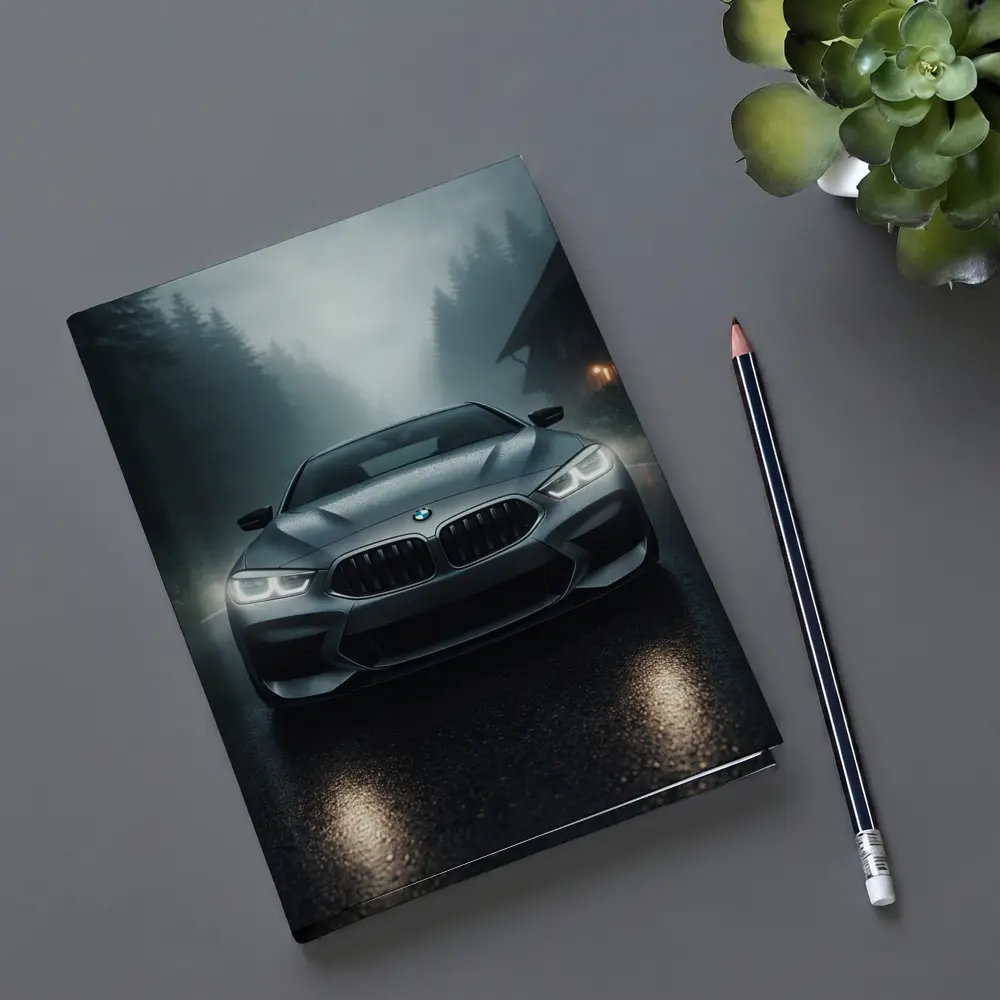 BMW M8 Front View Misty Forest Road – Notebooks