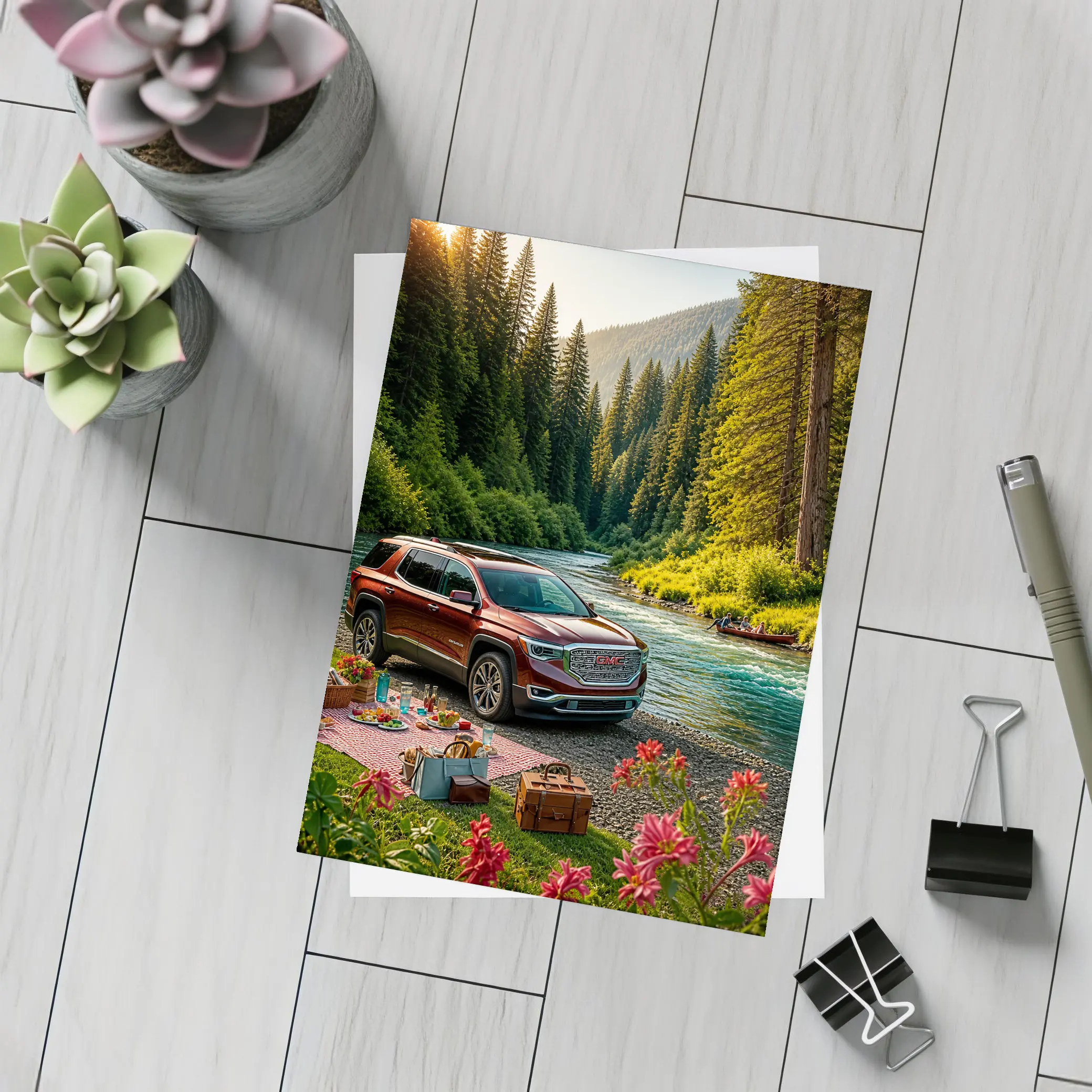 GMC Acadia Parked By Forest River – Postcards