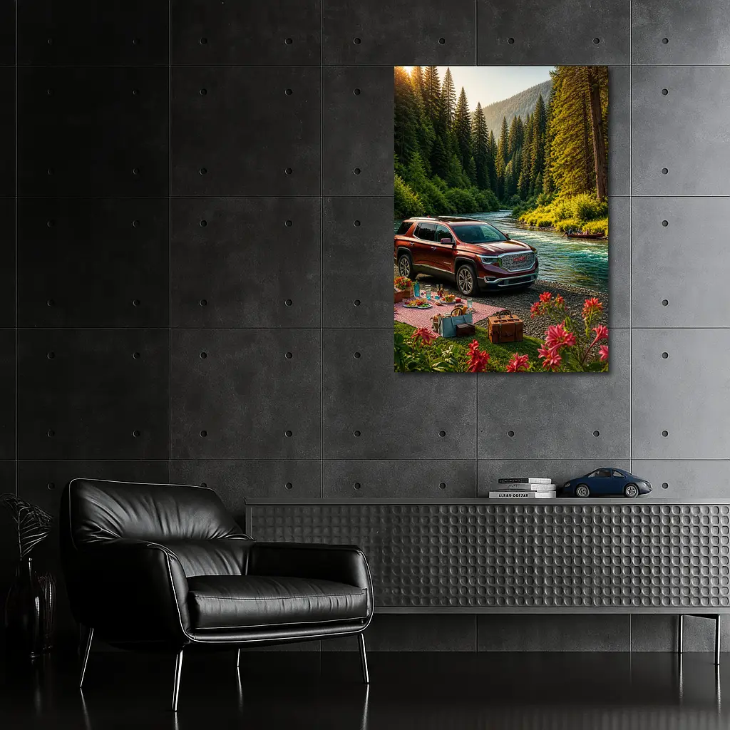 GMC Acadia Parked By Forest River – Wall Art