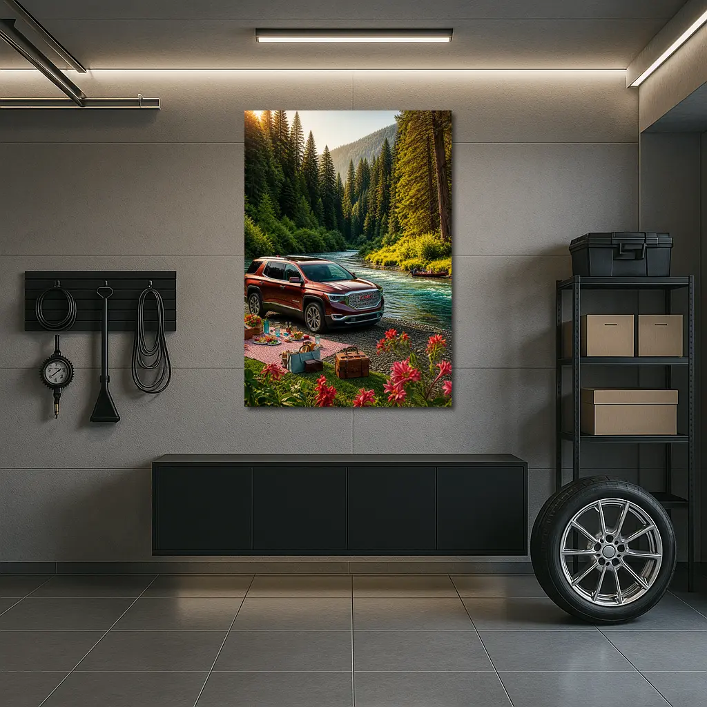 GMC Acadia Parked By Forest River – Wall Art