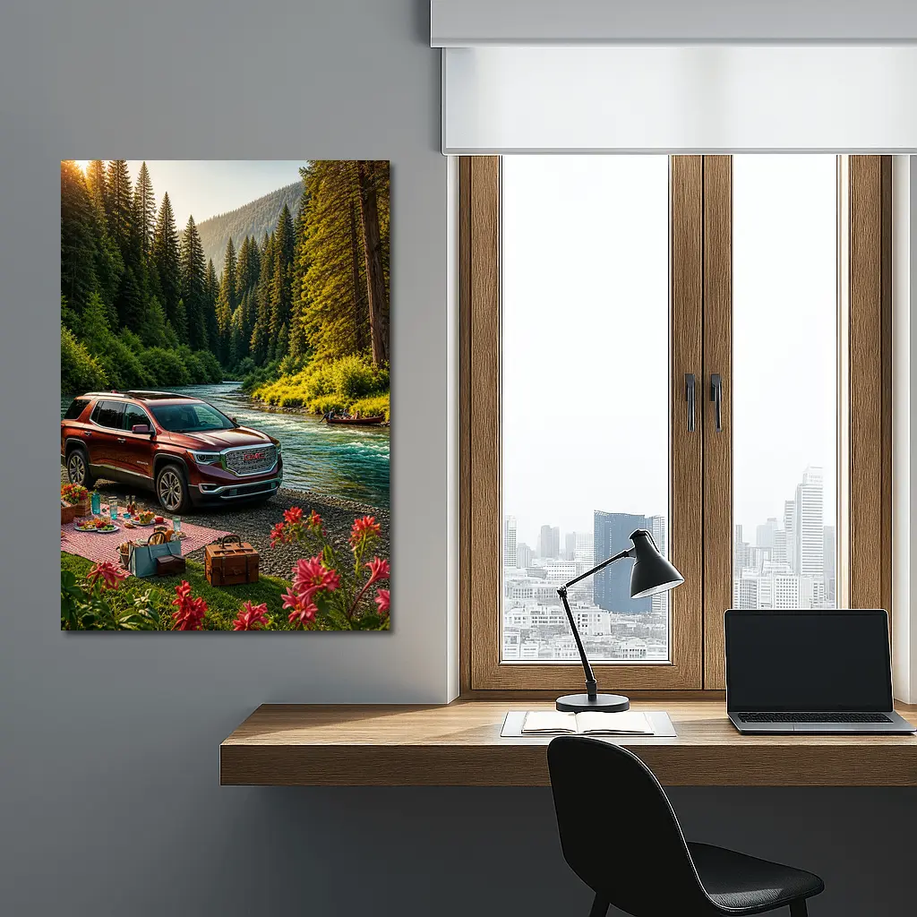 GMC Acadia Parked By Forest River – Wall Art