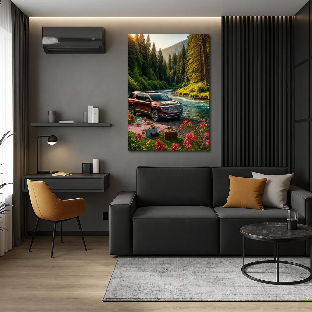 GMC Acadia Parked By Forest River – Wall Art