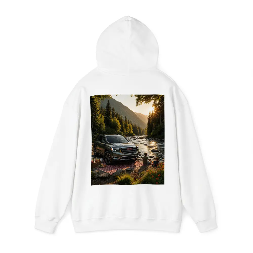 GMC Acadia Parked by Mountain River – Hoodies