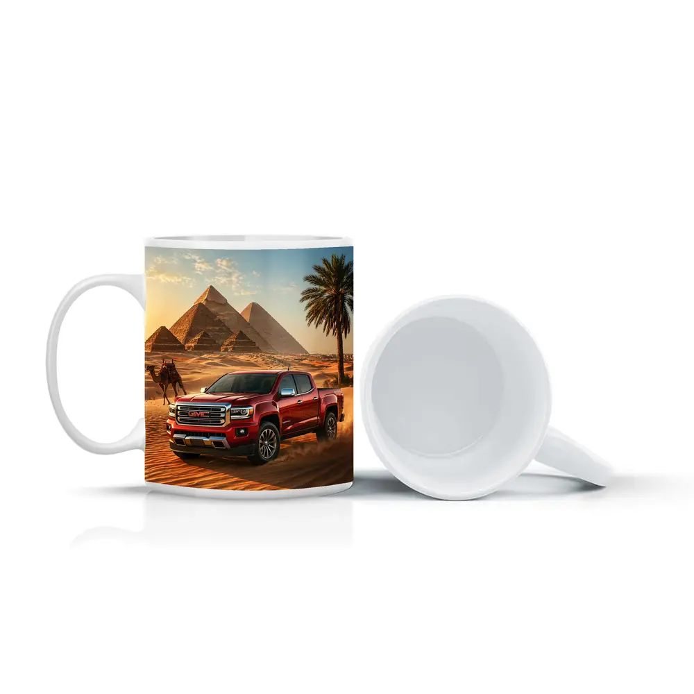GMC Canyon Red Truck Egyptian Pyramids Desert – Mugs