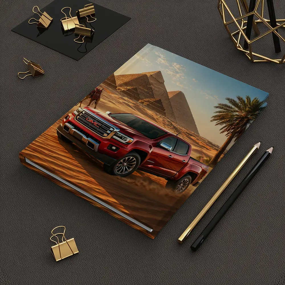 GMC Canyon Red Truck Egyptian Pyramids Desert – Notebooks