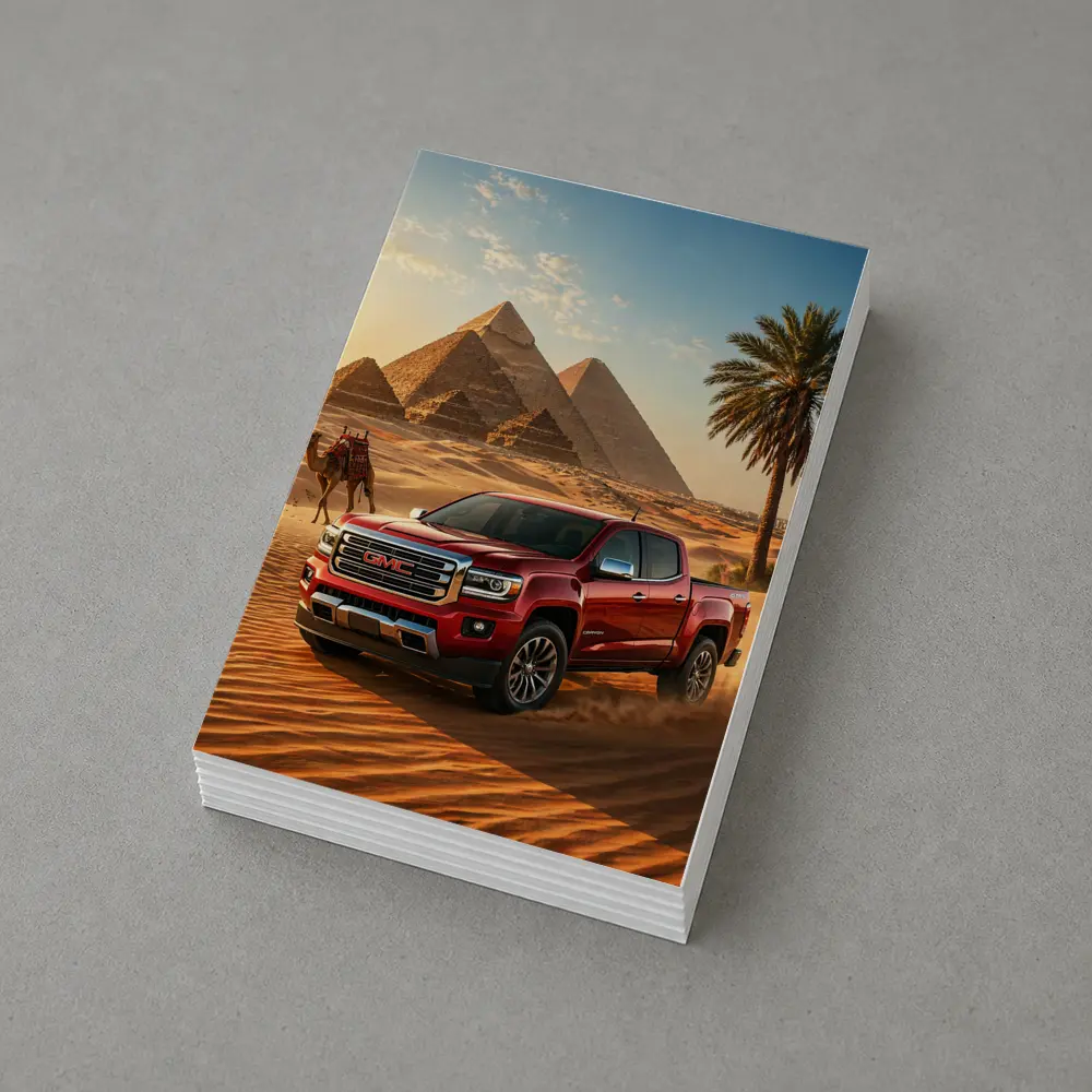 GMC Canyon Red Truck Egyptian Pyramids Desert – Postcards