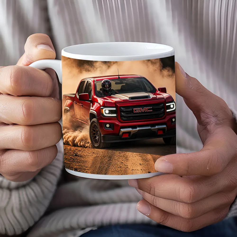 GMC Canyon Red Truck Dirt Road Drift – Mugs