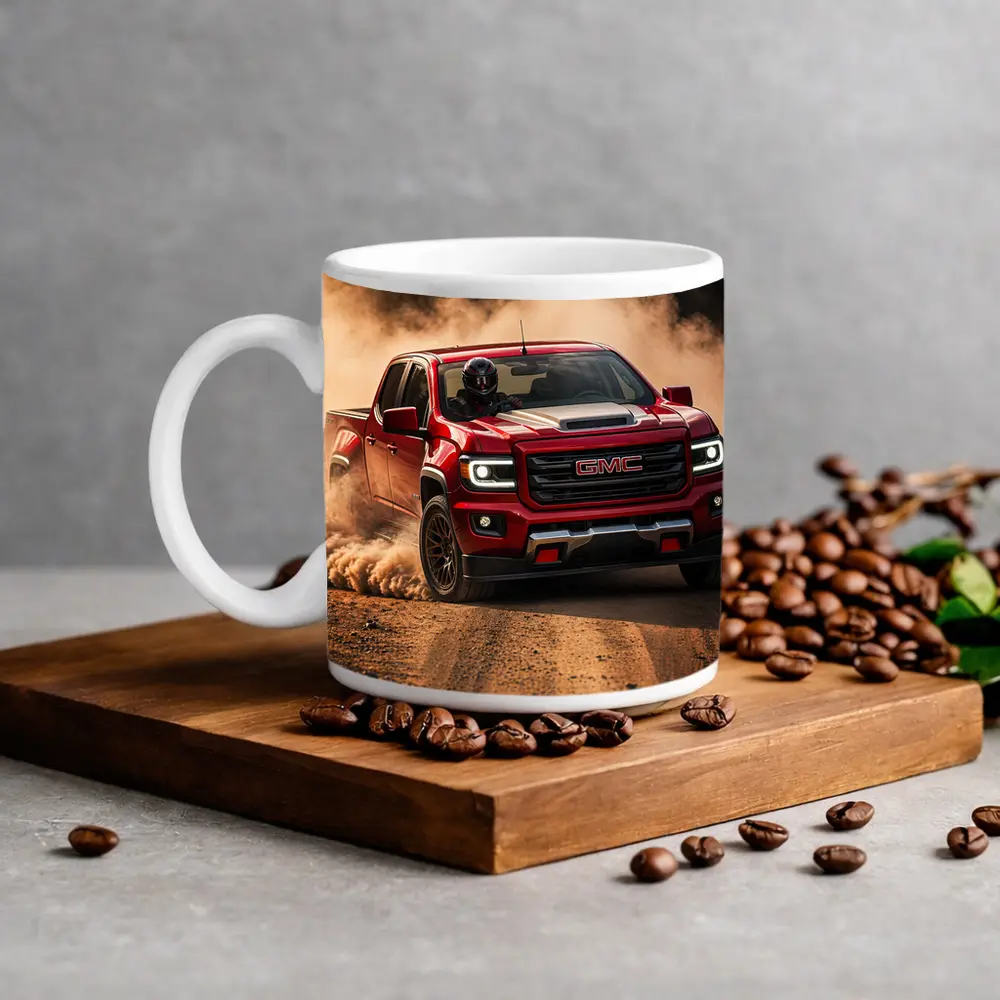 GMC Canyon Red Truck Dirt Road Drift – Mugs
