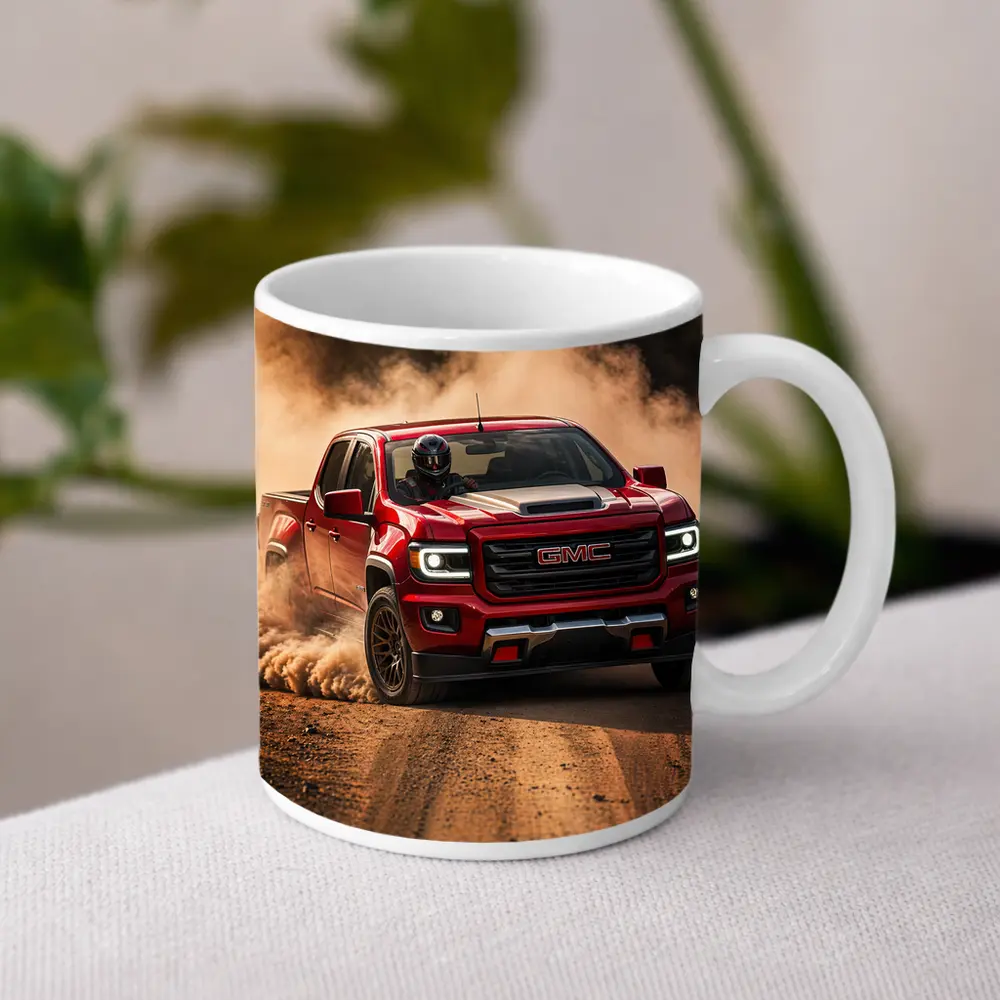 GMC Canyon Red Truck Dirt Road Drift – Mugs