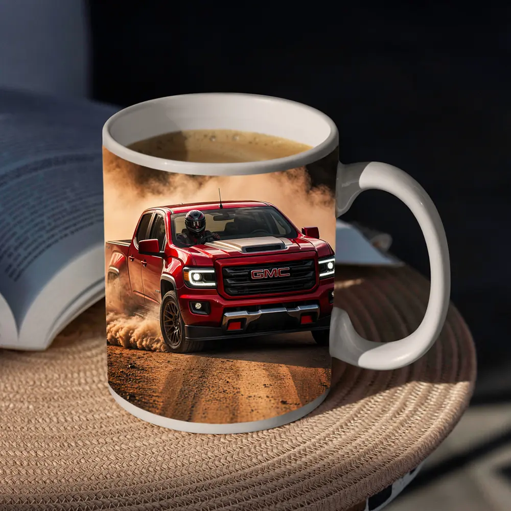 GMC Canyon Red Truck Dirt Road Drift – Mugs