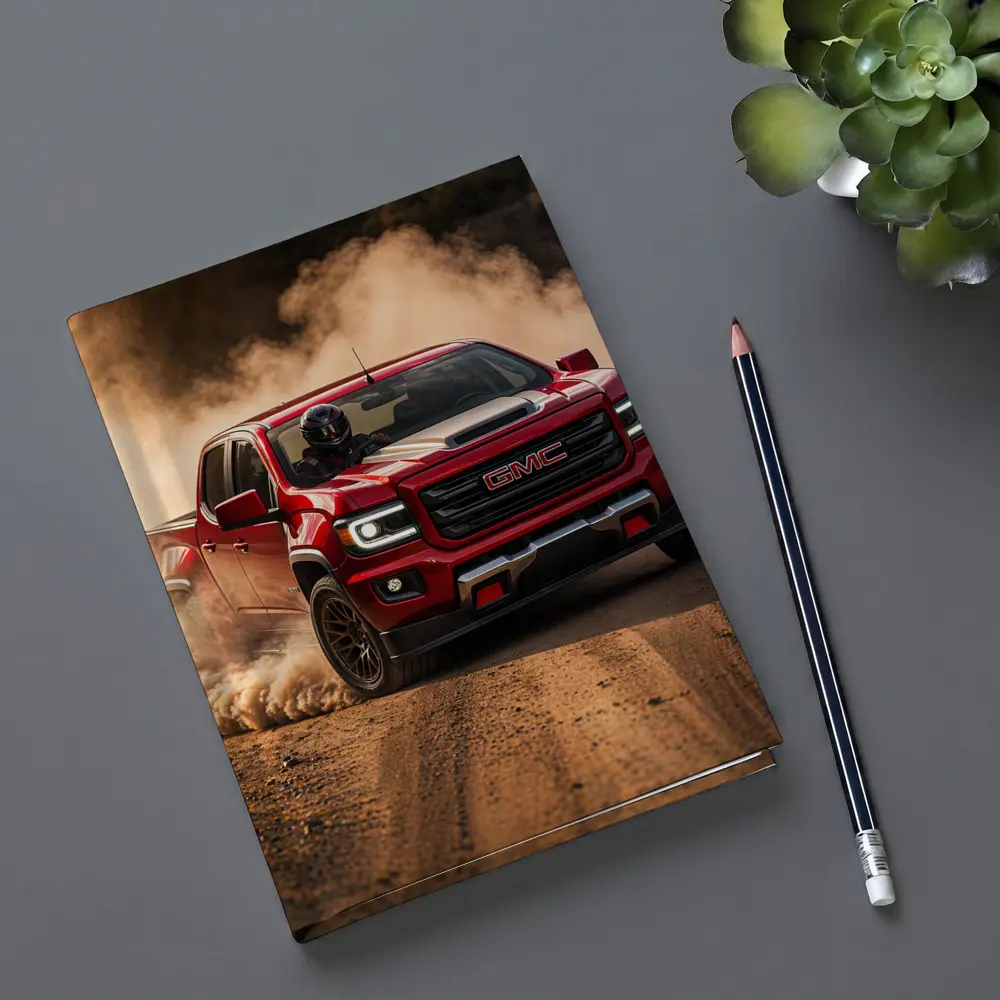 GMC Canyon Red Truck Dirt Road Drift – Notebooks