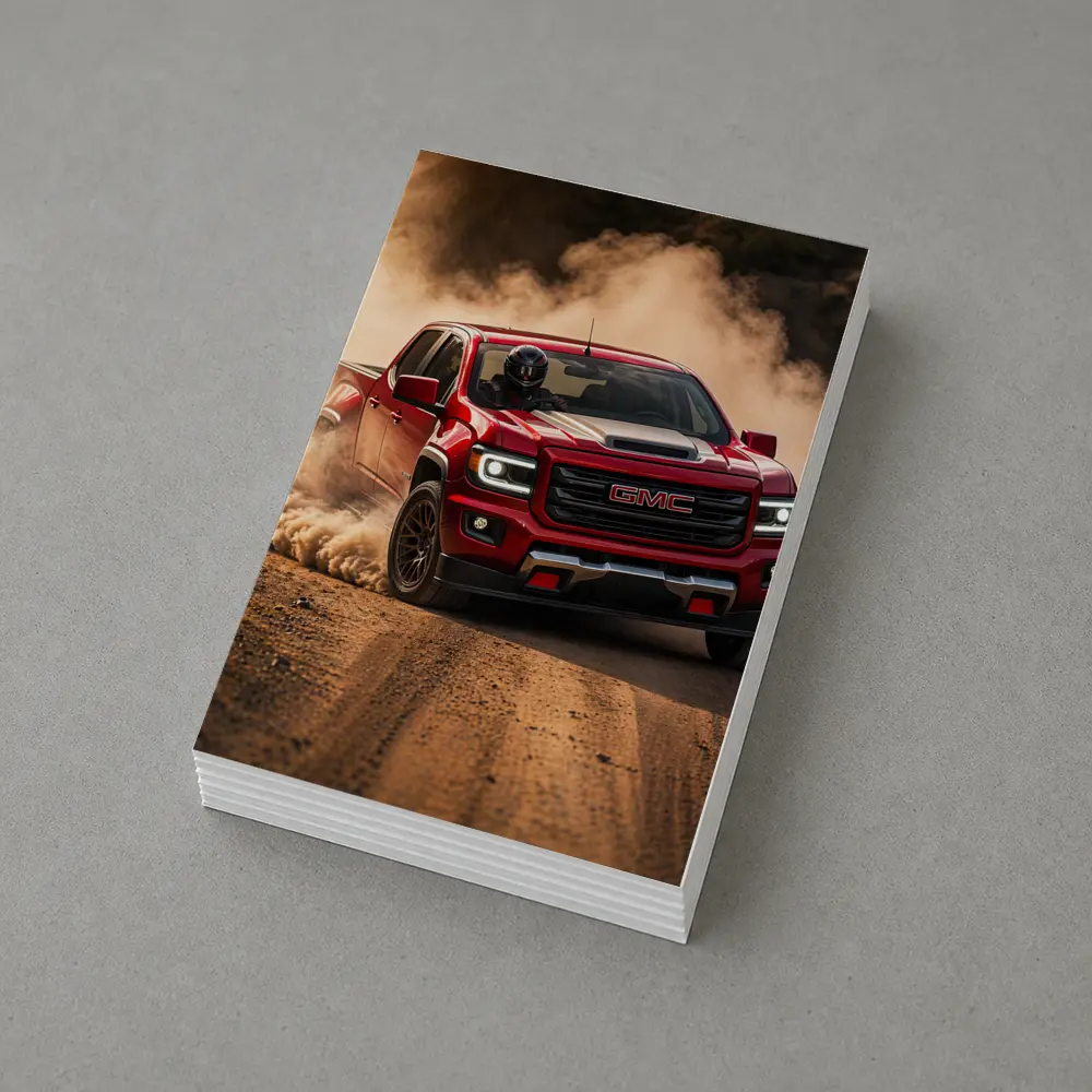 GMC Canyon Red Truck Dirt Road Drift – Postcards