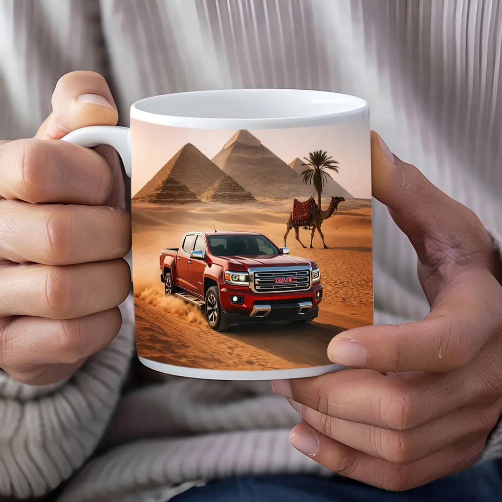 GMC Canyon Red Truck Egypt Pyramids Desert – Mugs