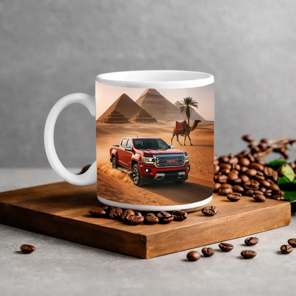 GMC Canyon Red Truck Egypt Pyramids Desert – Mugs