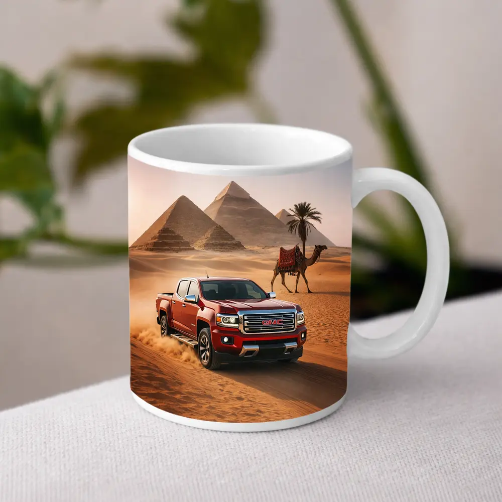 GMC Canyon Red Truck Egypt Pyramids Desert – Mugs