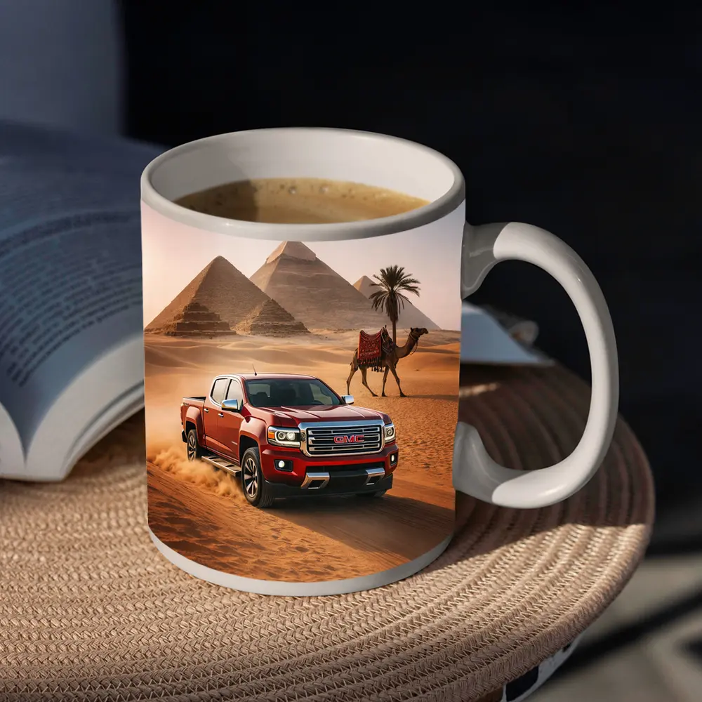 GMC Canyon Red Truck Egypt Pyramids Desert – Mugs
