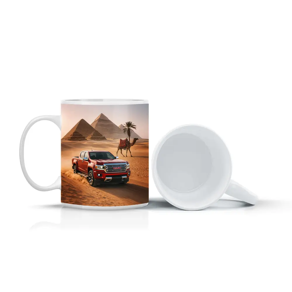 GMC Canyon Red Truck Egypt Pyramids Desert – Mugs