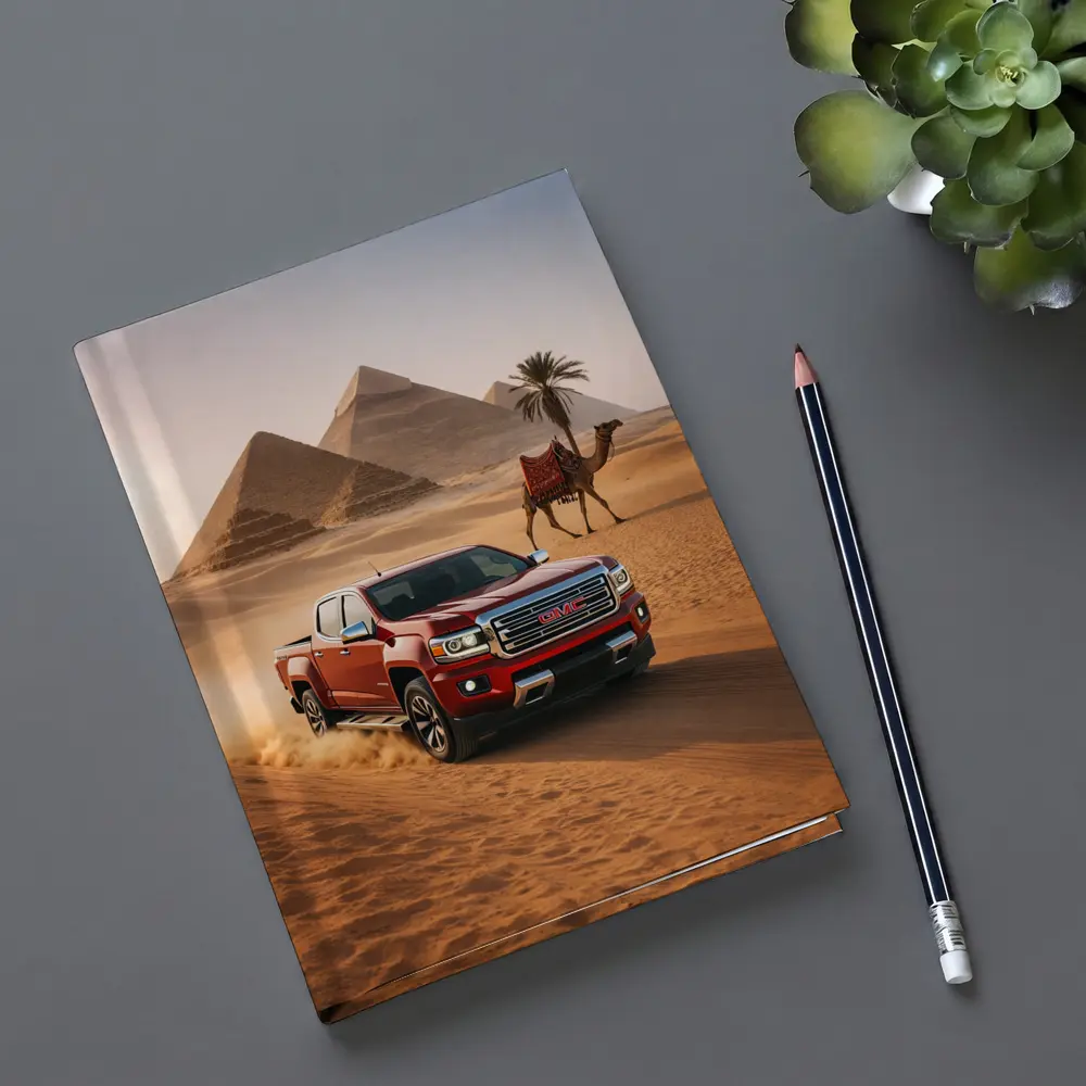 GMC Canyon Red Truck Egypt Pyramids Desert – Notebooks